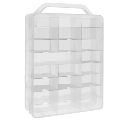 Oppbevaringskoffert for lekebiler – Transparent koffert med hylle for 46 biler