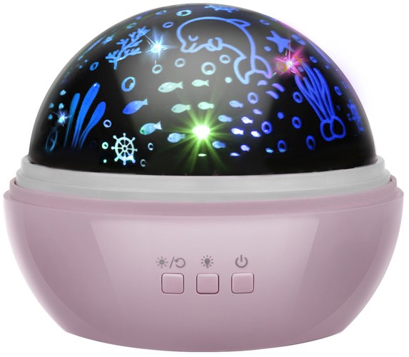 Stjernehimmel- og havprosjektor 2-i-1 – nattlampe med rotasjon (Rosa)