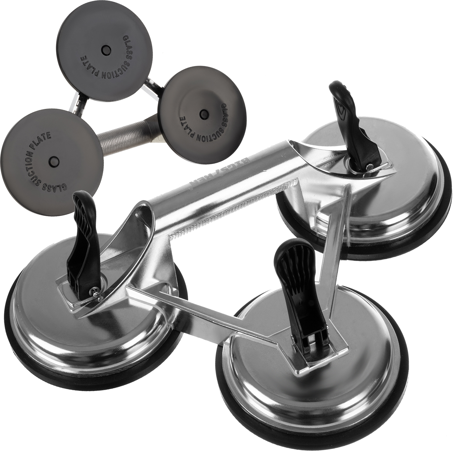 Trippel sugekopp med vakuumfunksjon – 150 kg løftekraft