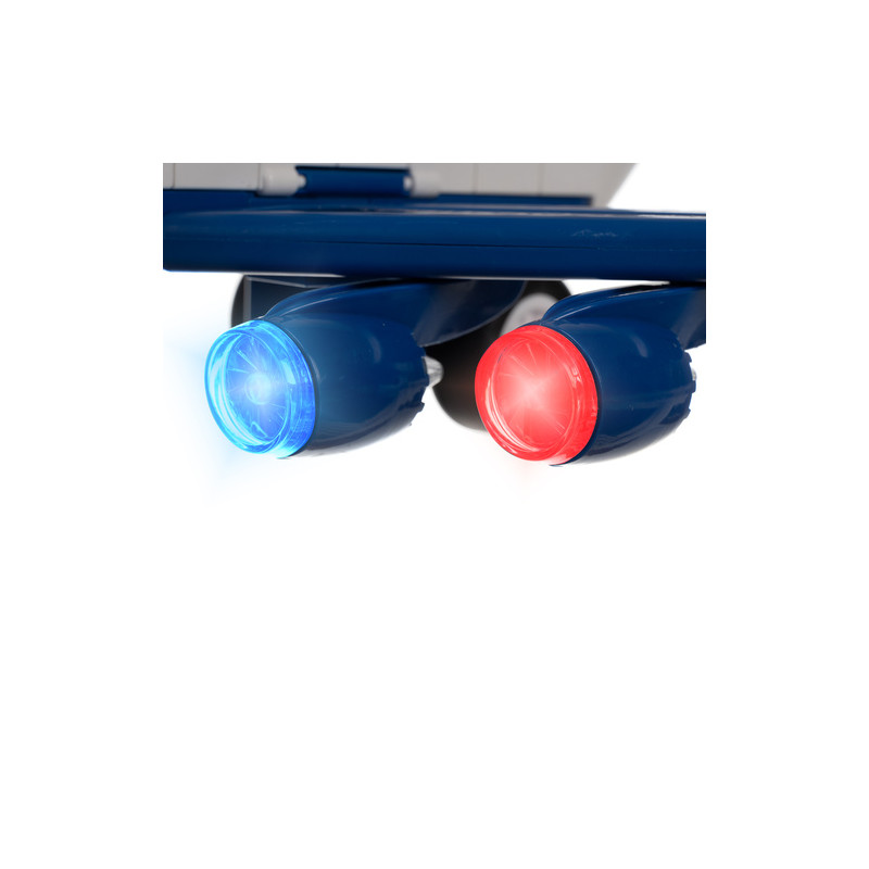 Politifly med 4 politibiler, rampe, kran og lys/lyd – 45 × 63 × 25 cm