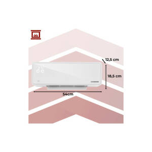 Smart veggmontert luftvarmer 2000W i hvit med LED-display, WiFi, timer og fjernkontroll – 54 × 18,5 × 12,5 cm