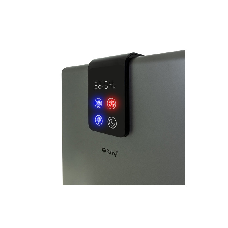 Sølv luftavfukter 2,2 L med hygrometer, hygrostat, LED-lys, timer og fjernkontroll – 21 × 15 × 36 cm