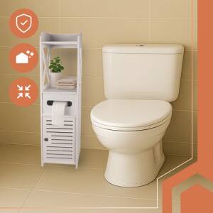 Stående baderomsskap med toalettpapirholder – smart oppbevaring med stil