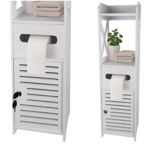 Stående baderomsskap med toalettpapirholder – smart oppbevaring med stil