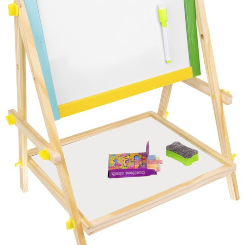 2‑i‑1 tegnesatell med oppbevaringshylle for barn – whiteboard + krittavle