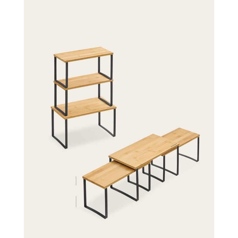 3-delt krydderhyllesett – stabelbare kjøkkenorganisatorer