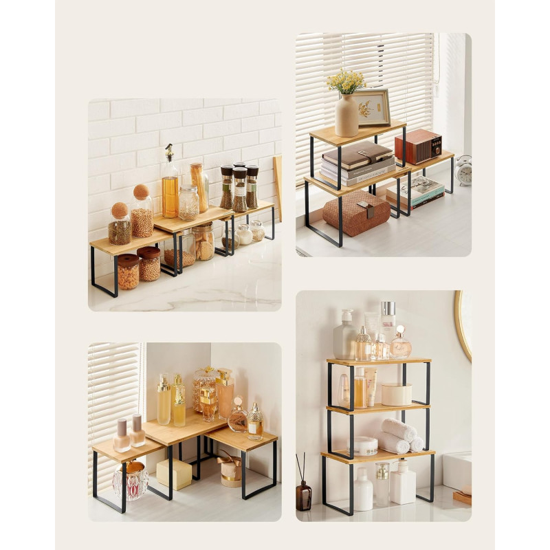 3-delt krydderhyllesett – stabelbare kjøkkenorganisatorer