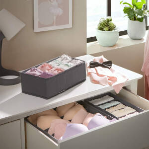 Organizer-sett 8-pakning for undertøy og småplagg – grå