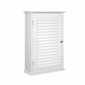 Vegghengt skap i tre med hvit finish, 40 x 16 x 60 cm