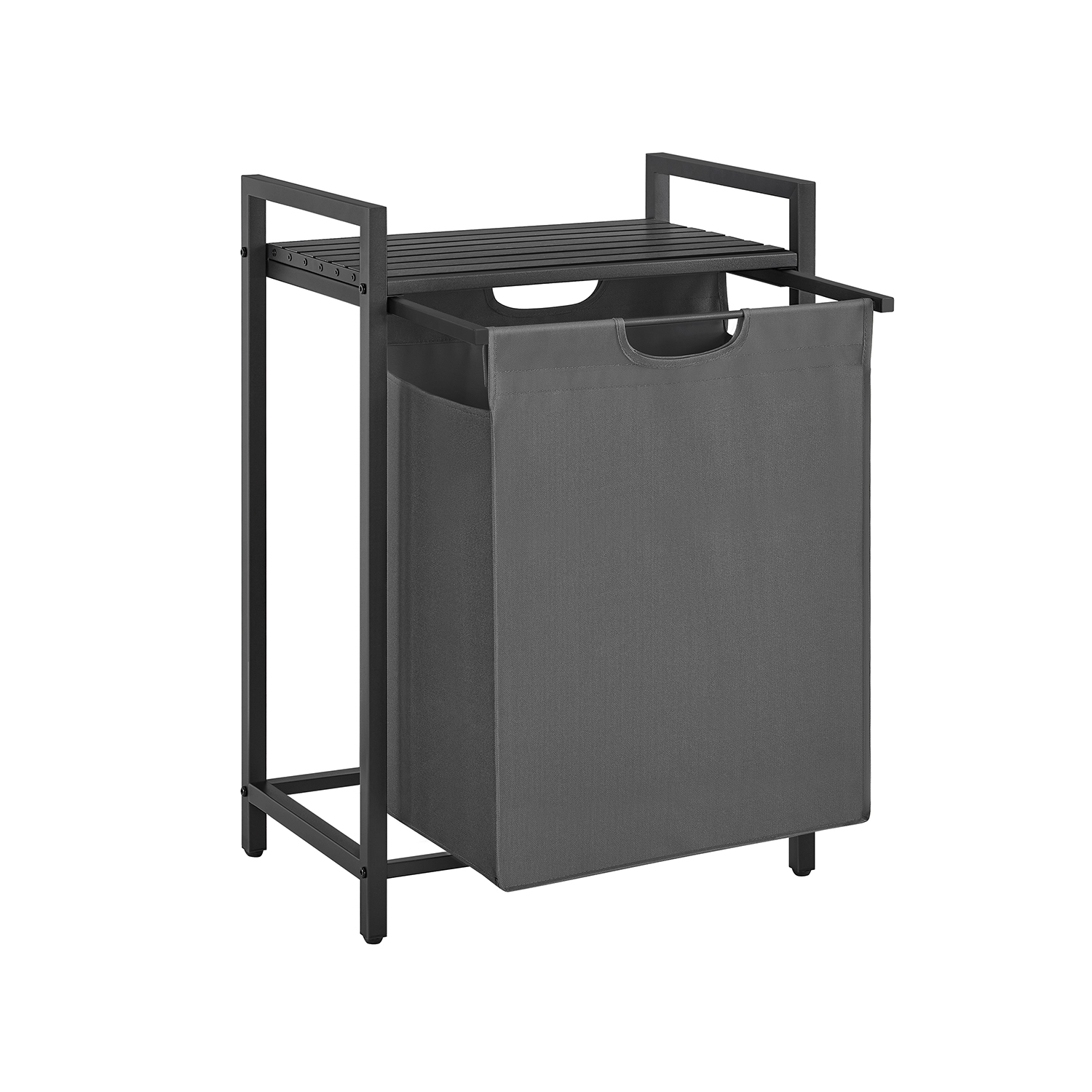 Skittentøysstativ med hylle og tøysekk, 65 L, 50 × 33 × 72 cm – svart/grå