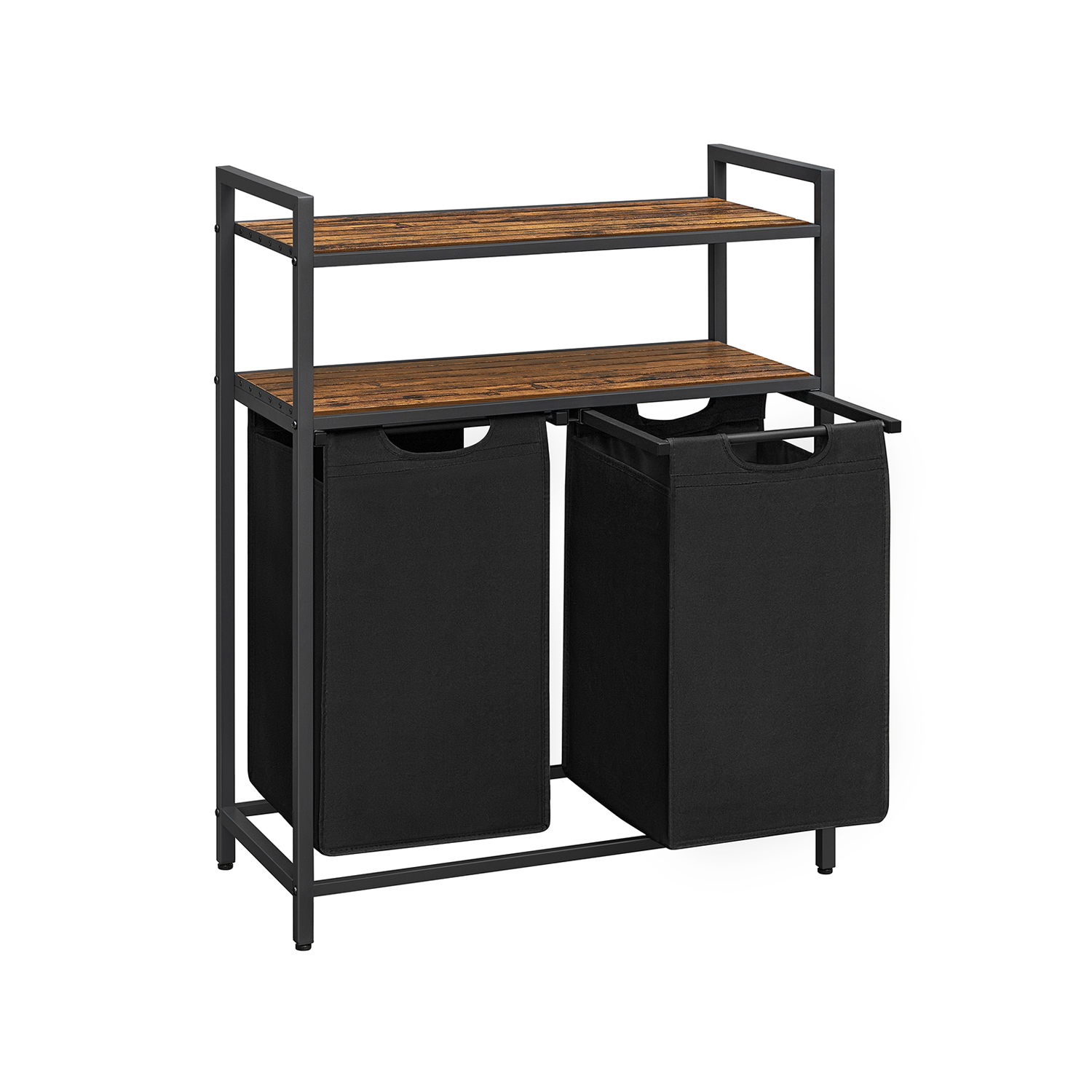 Vaskestativ med 2 skittentøyskurver og 2 hyller – 73 × 33 × 91 cm