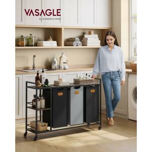 Rullbar vasketralle med 3 kurver – 2 hyller, 117 × 33 × 80,5 cm, svart