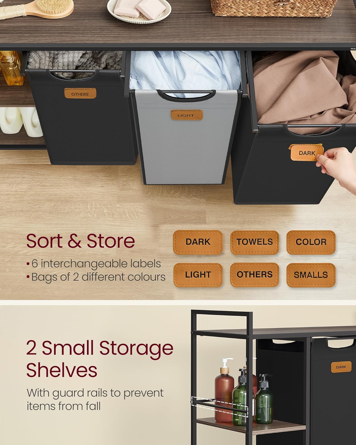 Rullbar vasketralle med 3 kurver – 2 hyller, 117 × 33 × 80,5 cm, svart