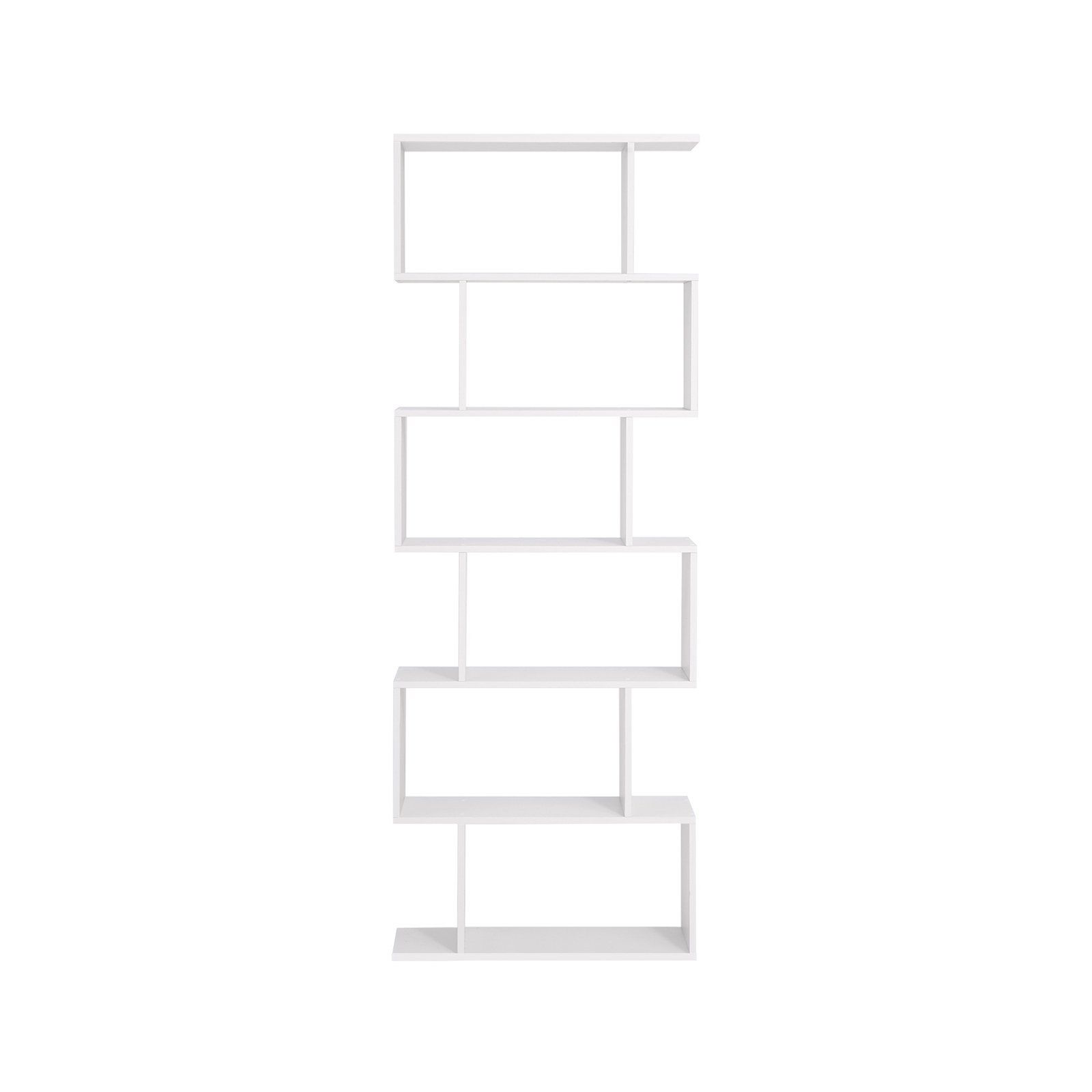 Hvit bokhylle med 6 nivåer – perfekt som romdeler, 70 × 24 × 190,5 cm