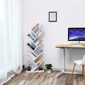 Hvit bokhylle i treform – 50 x 25 x 141,5 cm