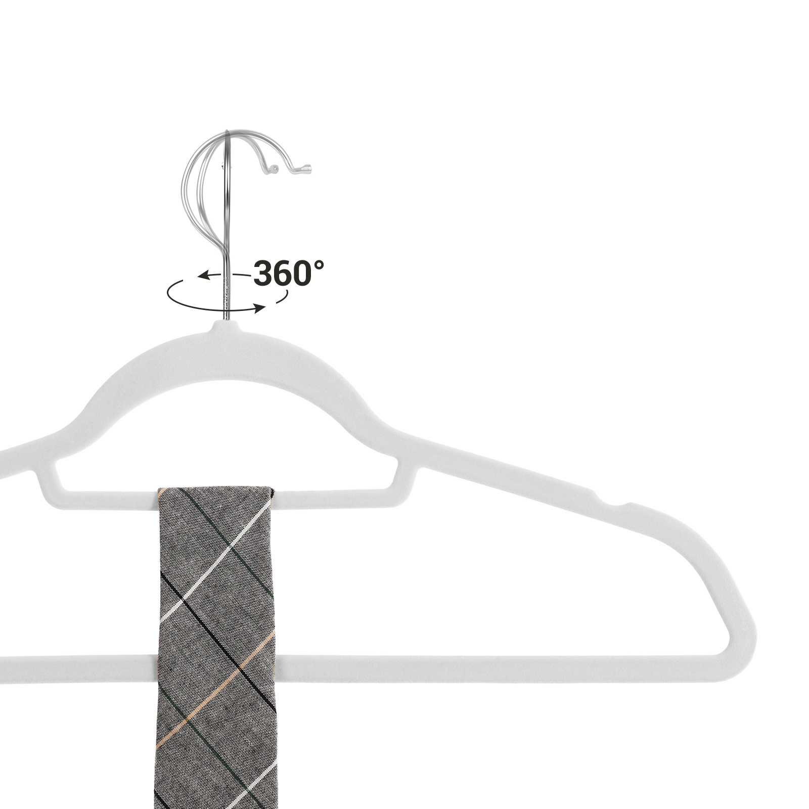 Hvite sklisikre kleshengere 50-pakning med fløyelsoverflate