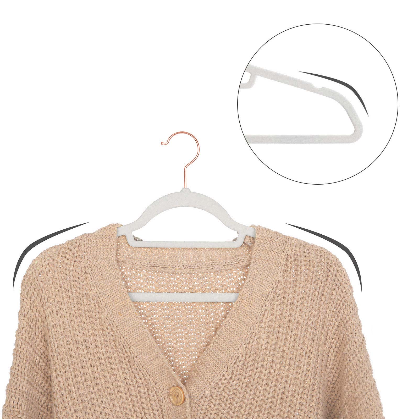 Sklisikre kleshengere i fløyel, 50-pakning – hvit