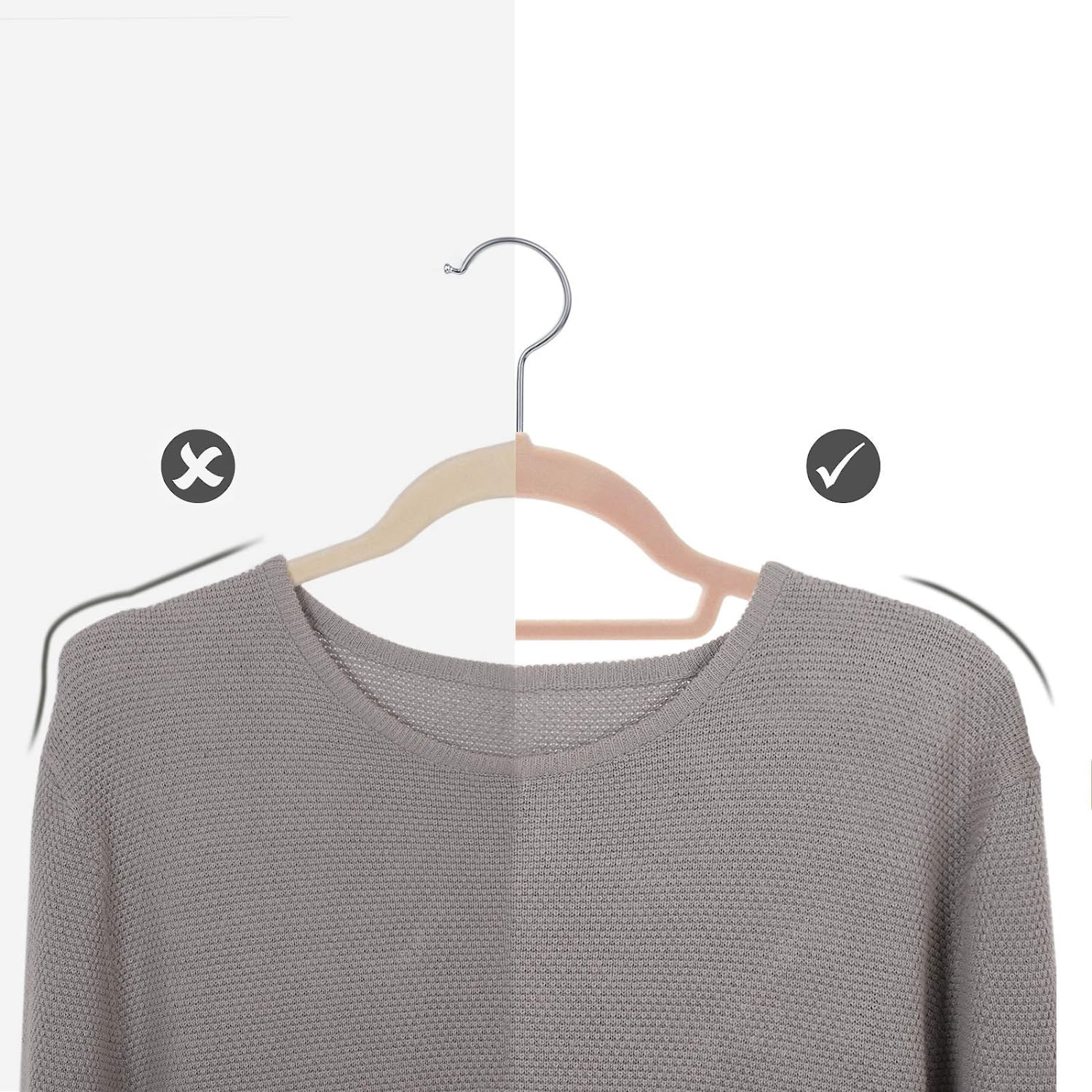 Kleshengere 50-pakning – lyserosa fløyelsoverflate med sklisikring