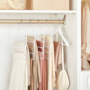 Buksehenger 4-pakning med 5 stenger – metall, sklisikker, hvit