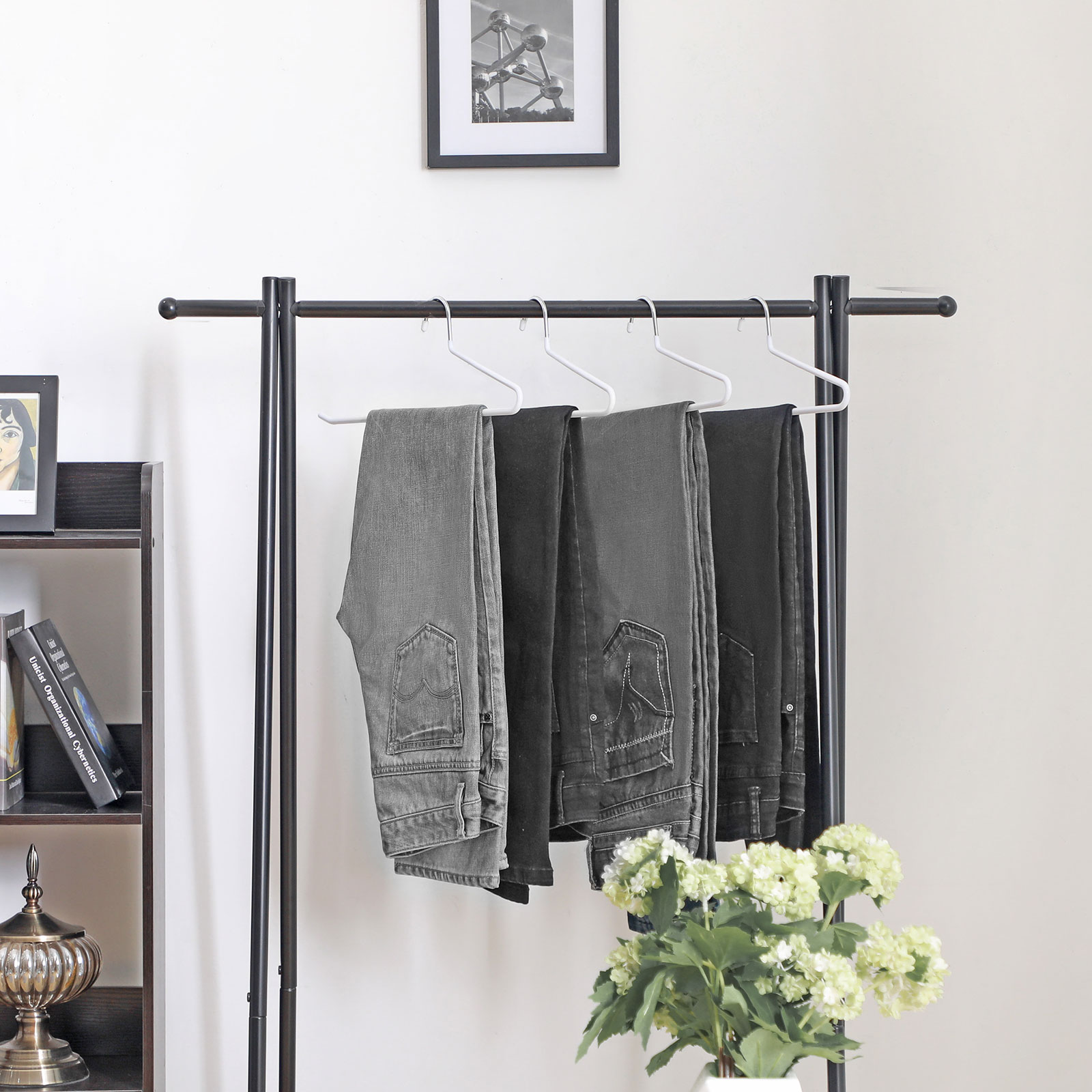 Åpne buksehengere 20-pakning – sklisikre kleshengere, hvit