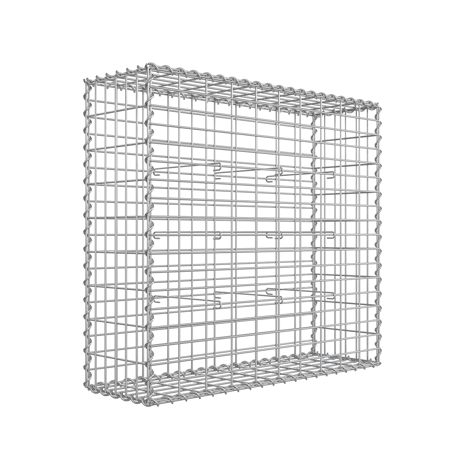 Gabionkurv i galvanisert stål, 100 × 90 × 30 cm – sølv