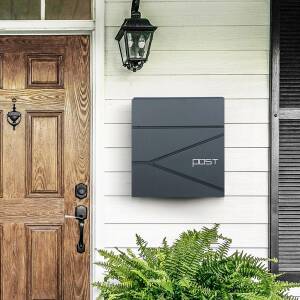 Postkasse med lås og integrert avisrom, 37 × 36 × 10,5 cm