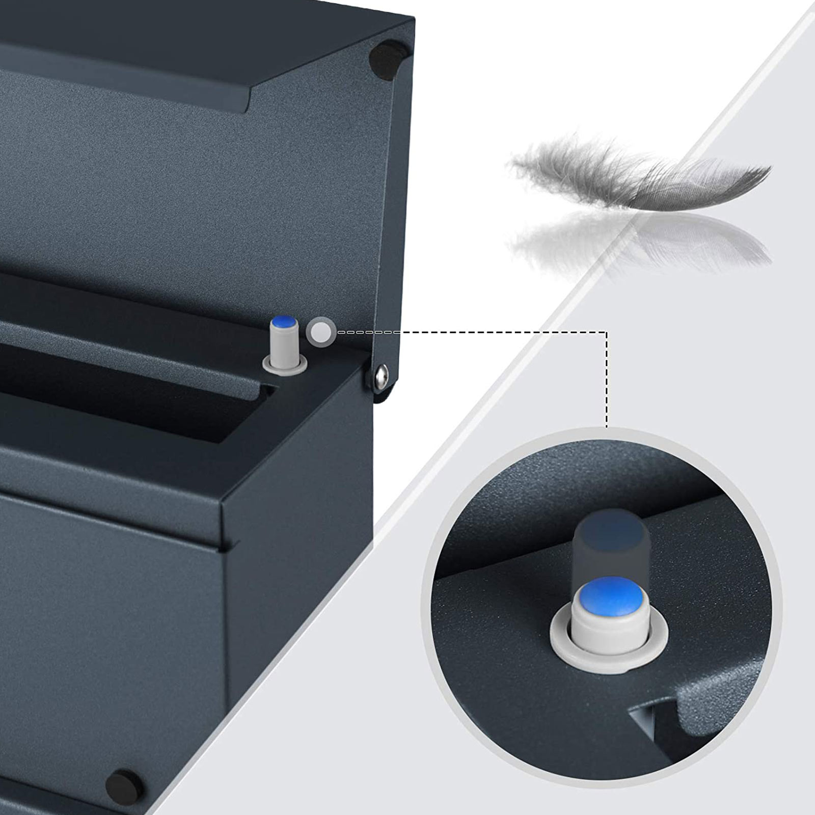 Postkasse med lås og integrert avisrom, 37 × 36 × 10,5 cm