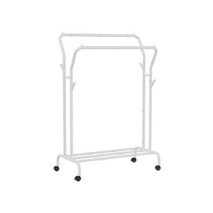 Rullbart klesstativ med dobbel stang, høy belastningskapasitet 100 kg – 103,5 × 52,5 × 155 cm