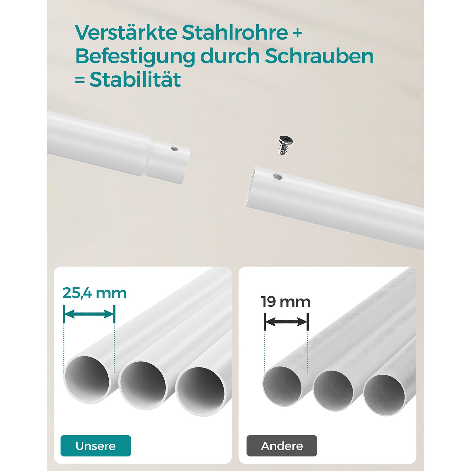 Rullbart klesstativ med dobbel stang, høy belastningskapasitet 100 kg – 103,5 × 52,5 × 155 cm