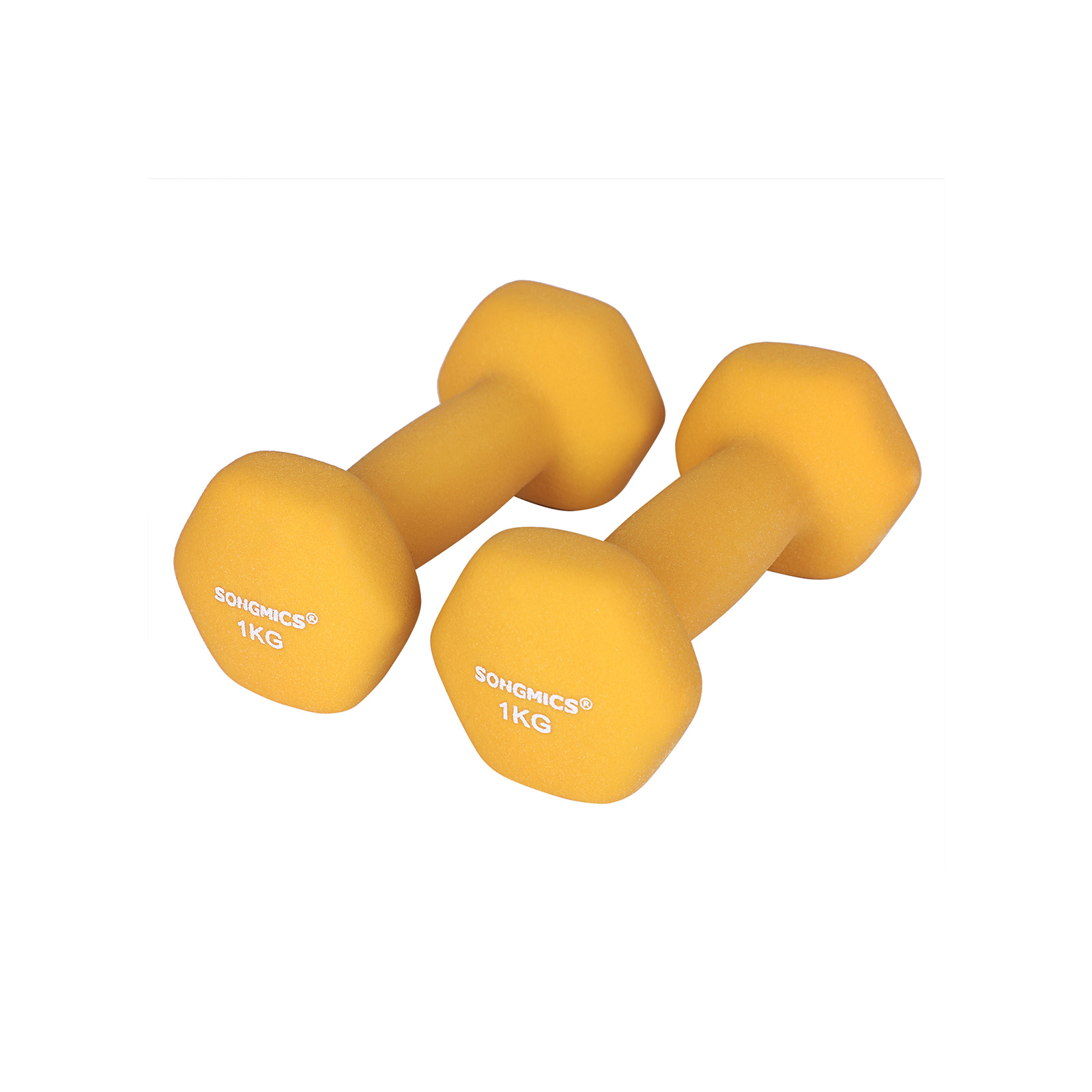 Hantelsett 2-pakning -1 kg per manual– gul, 13,5 × 6,5 × 6 cm