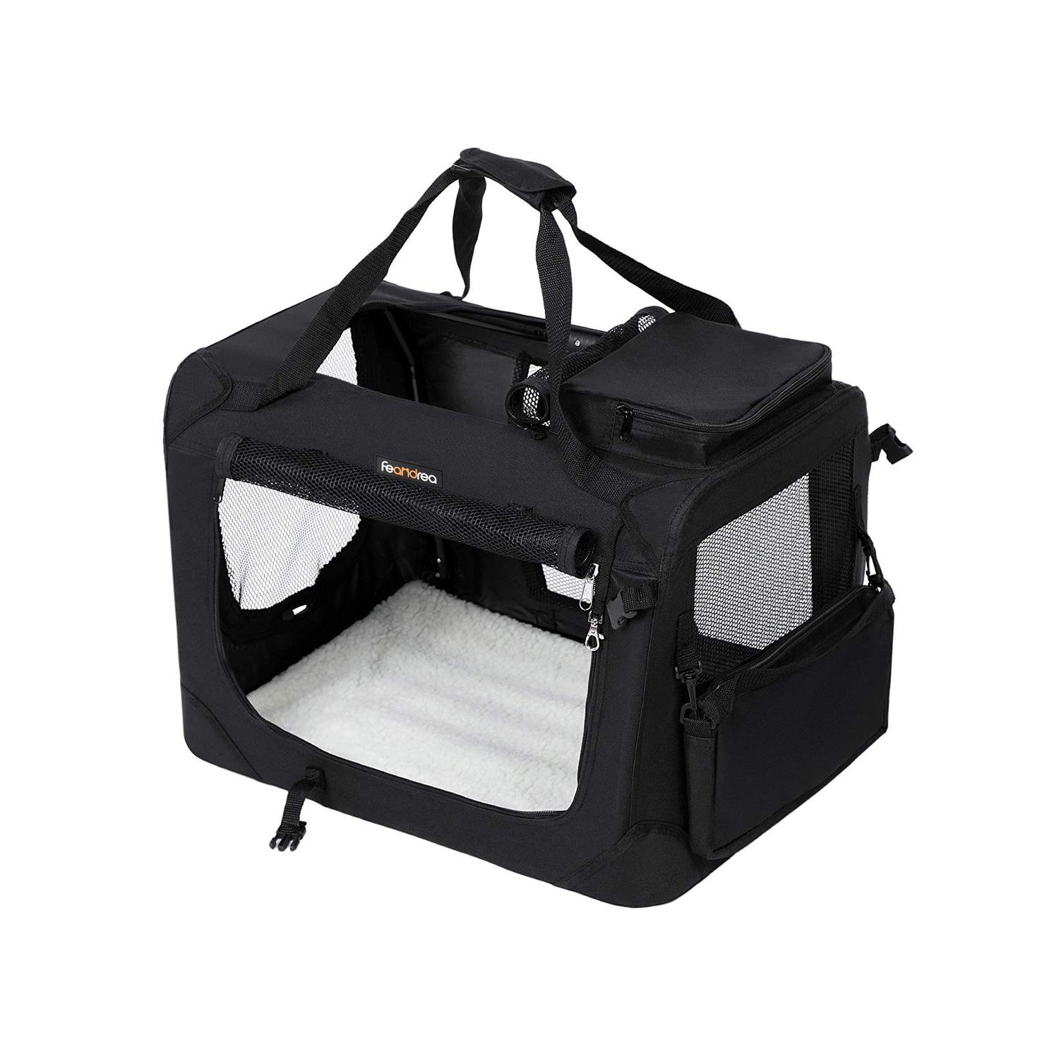 Transportbag til kjæledyr med integrert bur, svart, 60 × 42 × 42 cm