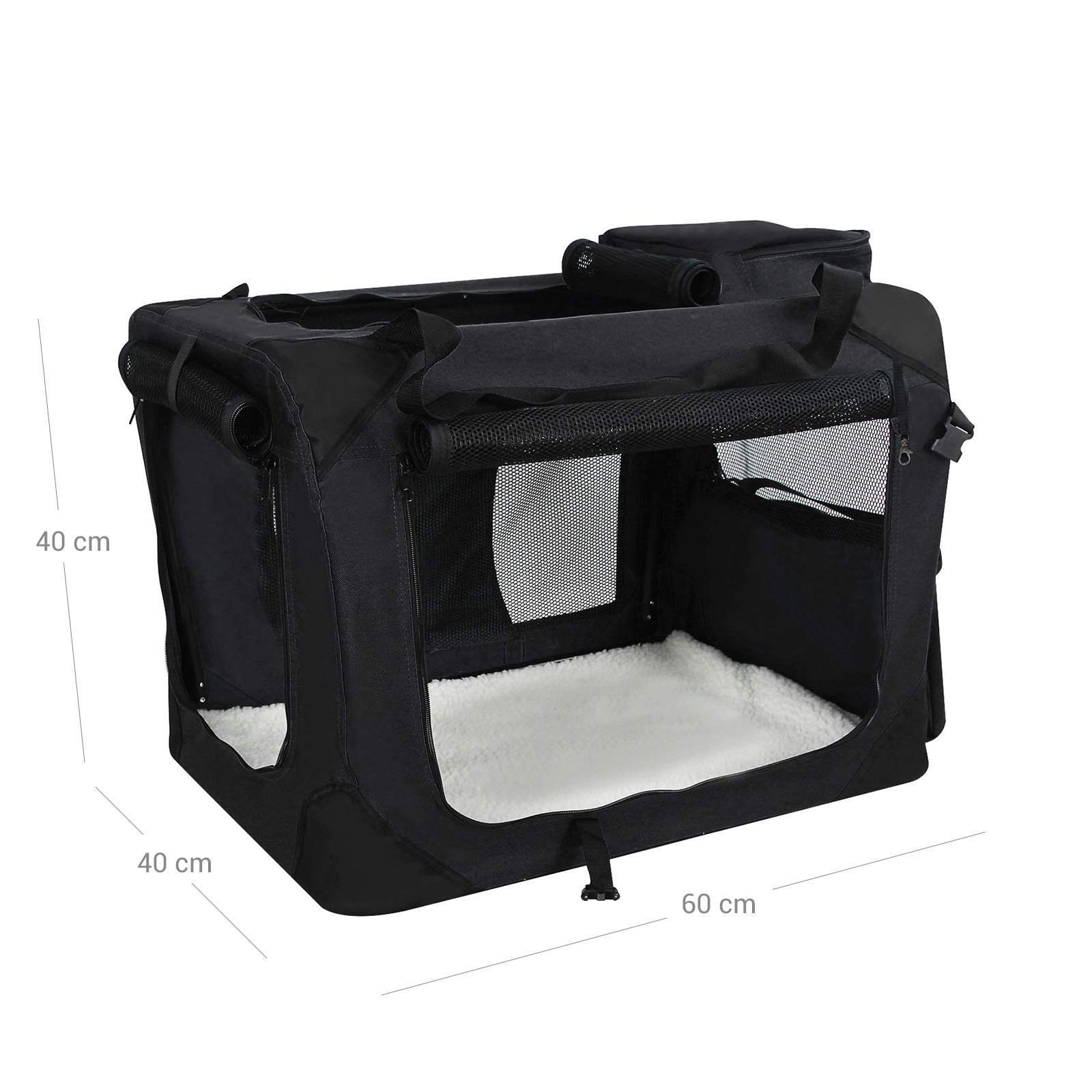 Transportbag til kjæledyr med integrert bur, svart, 60 × 42 × 42 cm