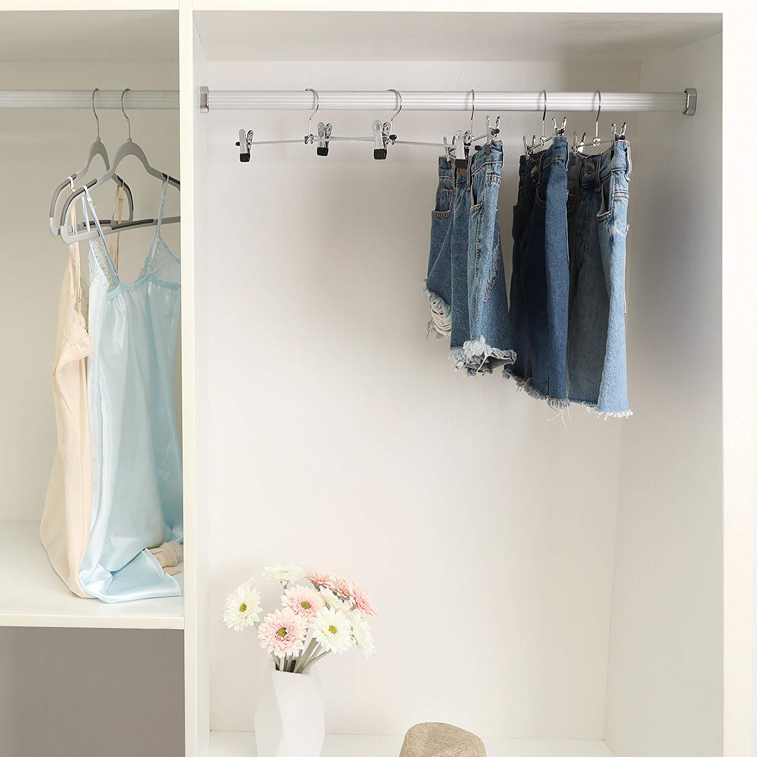 Skjørtklypehengere 20-pakning, kleshengere med klyper – sklisikre