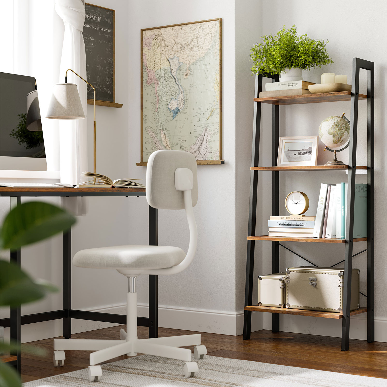 Stigehylle med hyller i industriell stil – 56 x 34 x 137,5 cm