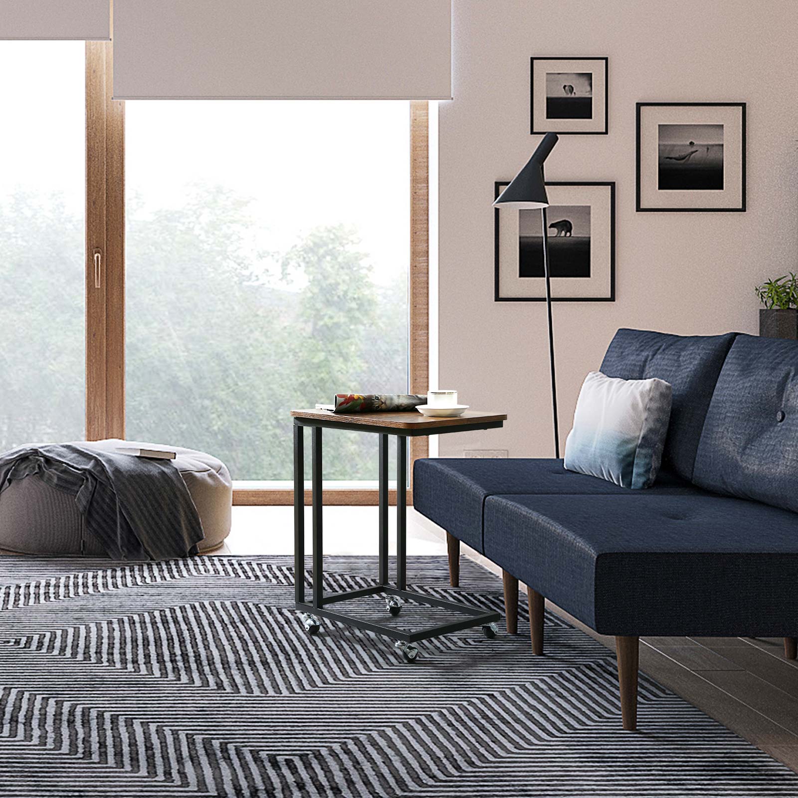 Laptopbord på hjul, rullbart sidebord 50 × 35 × 60 cm