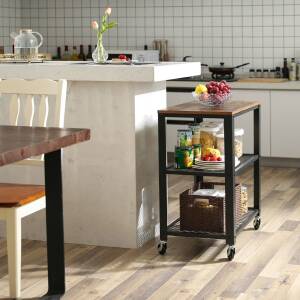 Rullbar serveringsvogn 60 × 40 × 77,5 cm – brun-svart i vintage stil
