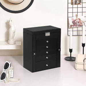 Smykkeskrin i 6 nivåer med siderom, speil og lås