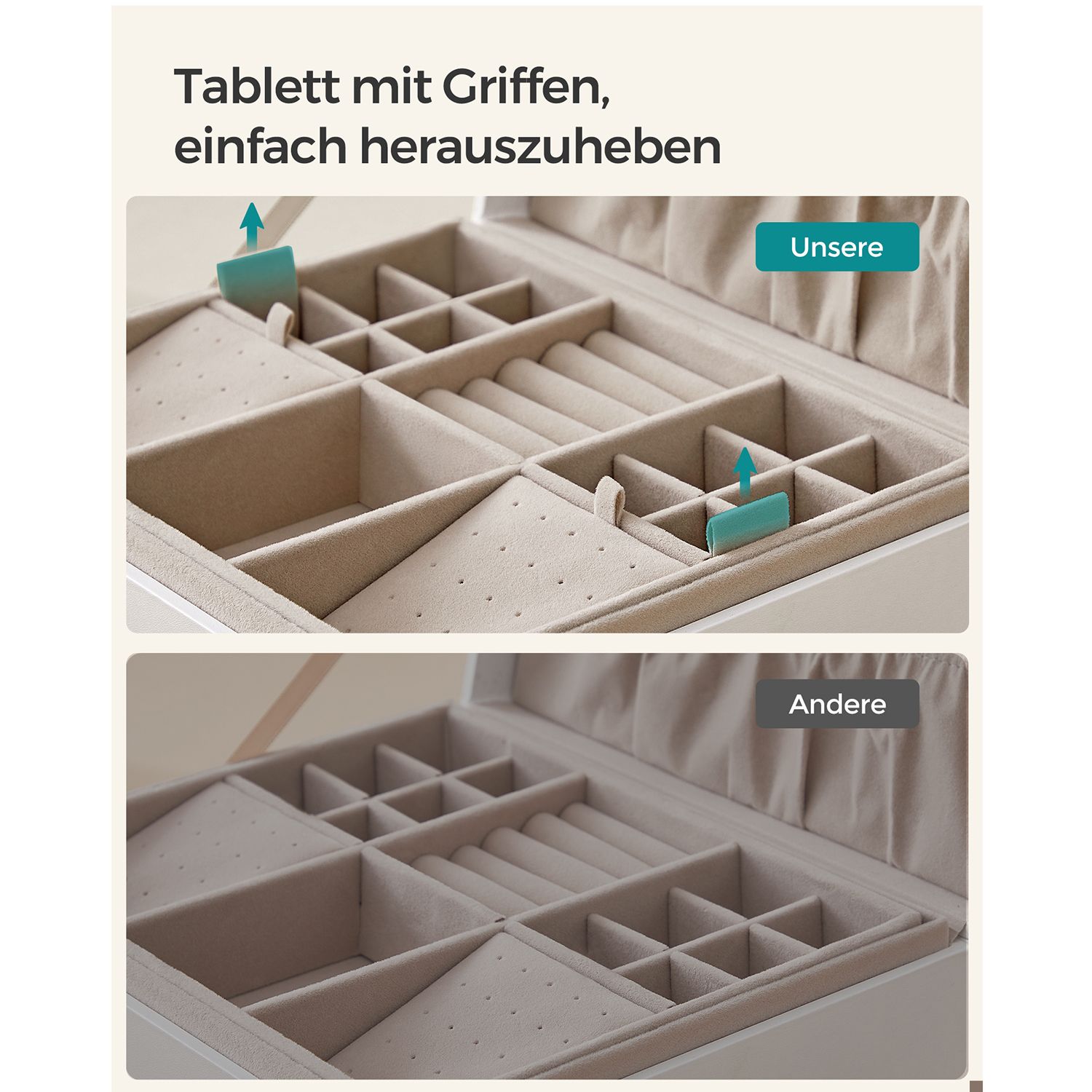 Smykkeskrin med svevende effekt, 20,5 × 24 × 11 cm