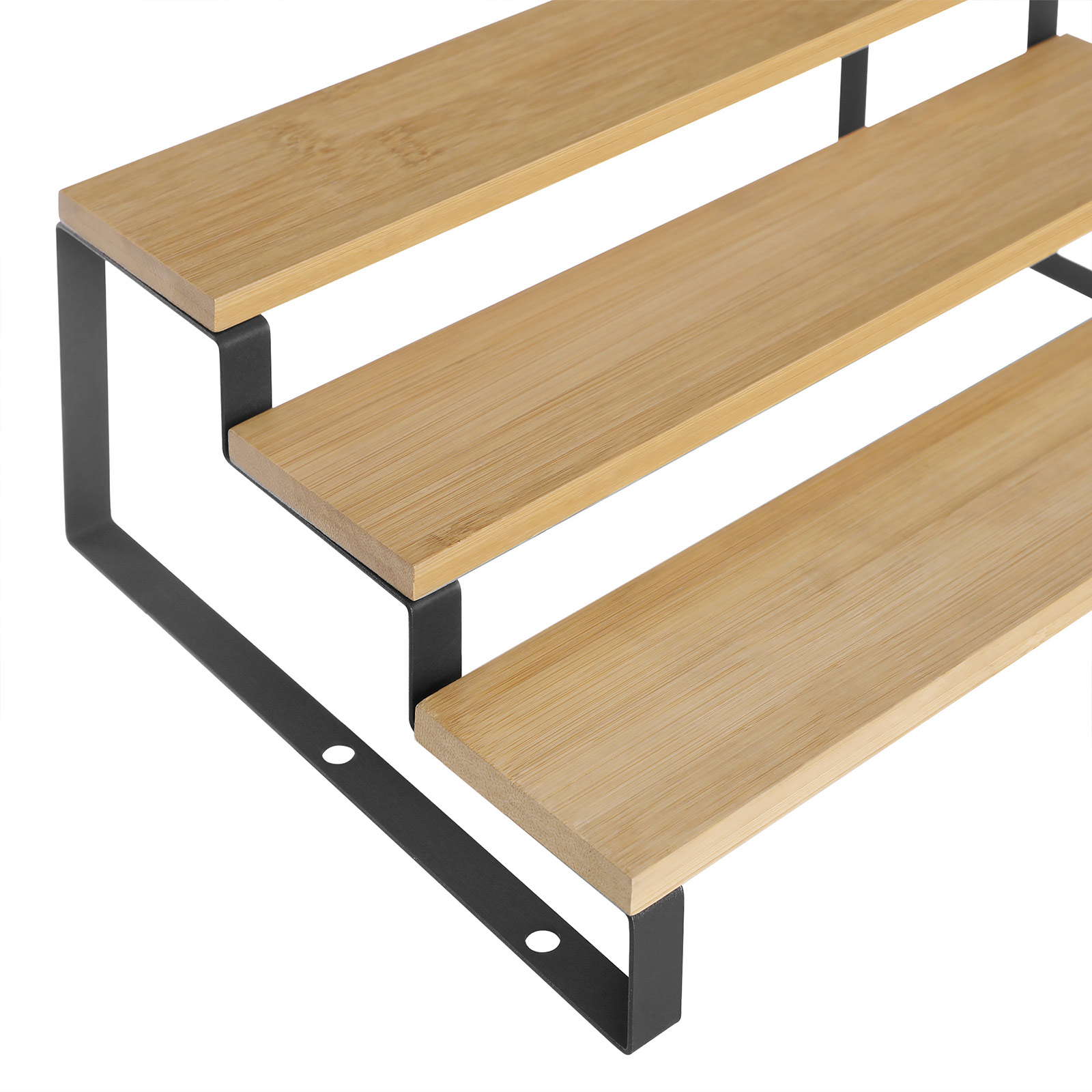 Krydderhylle i bambus, 3-etasjers trappehylle – stabelbart sett i 2-pakning