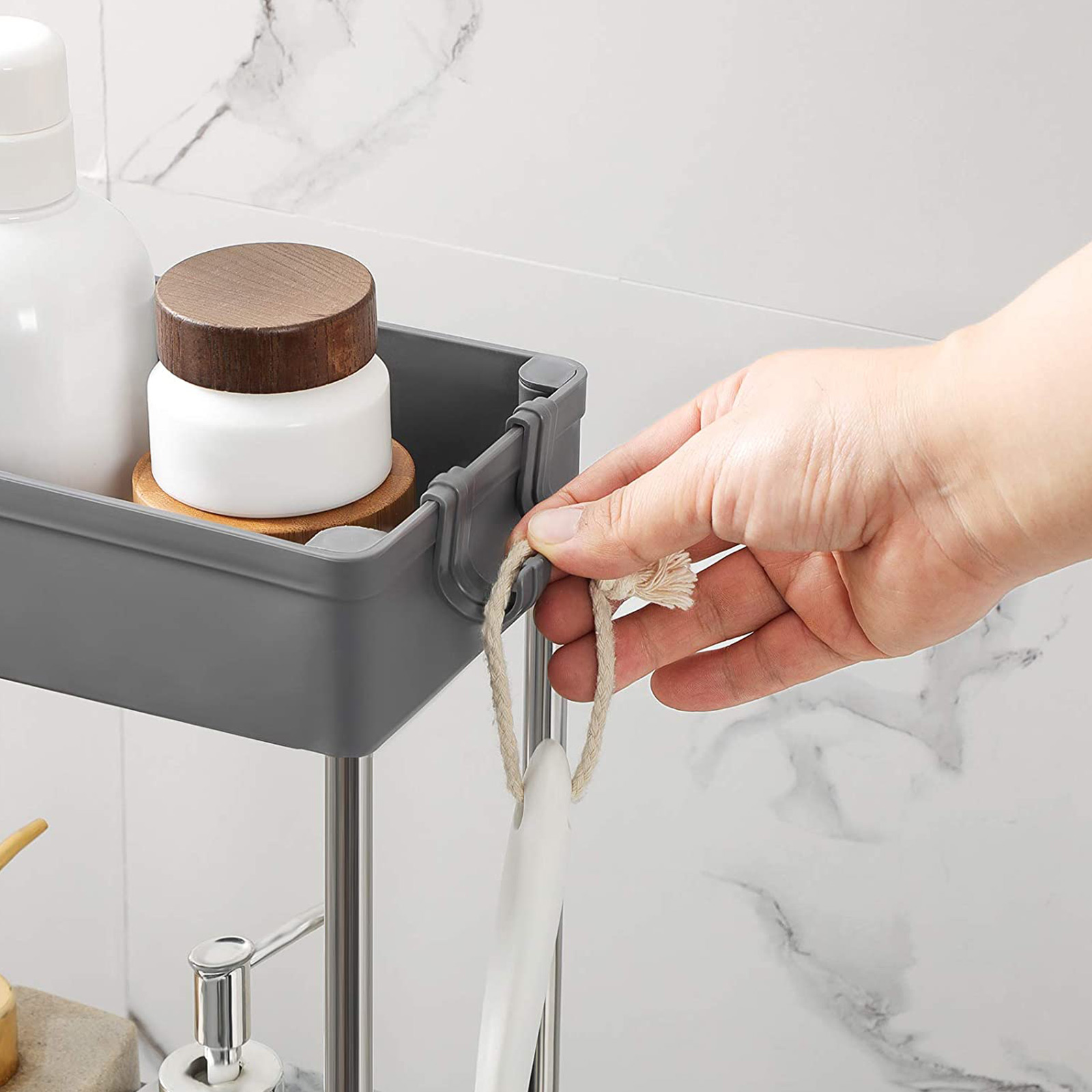 Smal trillevogn med hjul 40 × 13,5 × 86 cm – oppbevaringsvogn for trange rom