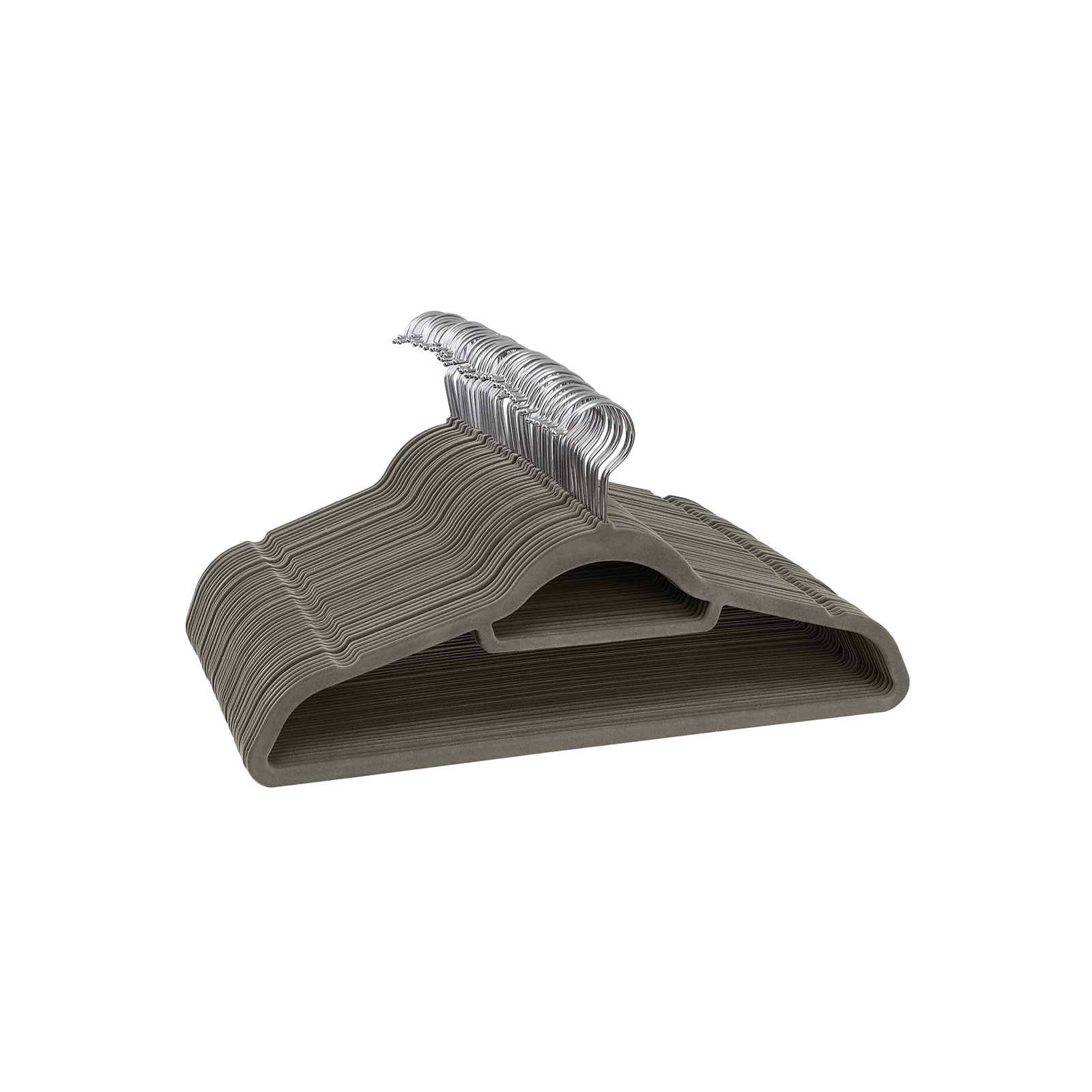 Tynne kleshengere 20-pakning – sklisikker fløyelsoverflate, grå