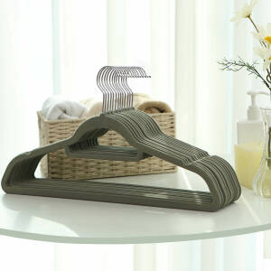 Tynne kleshengere 20-pakning – sklisikker fløyelsoverflate, grå