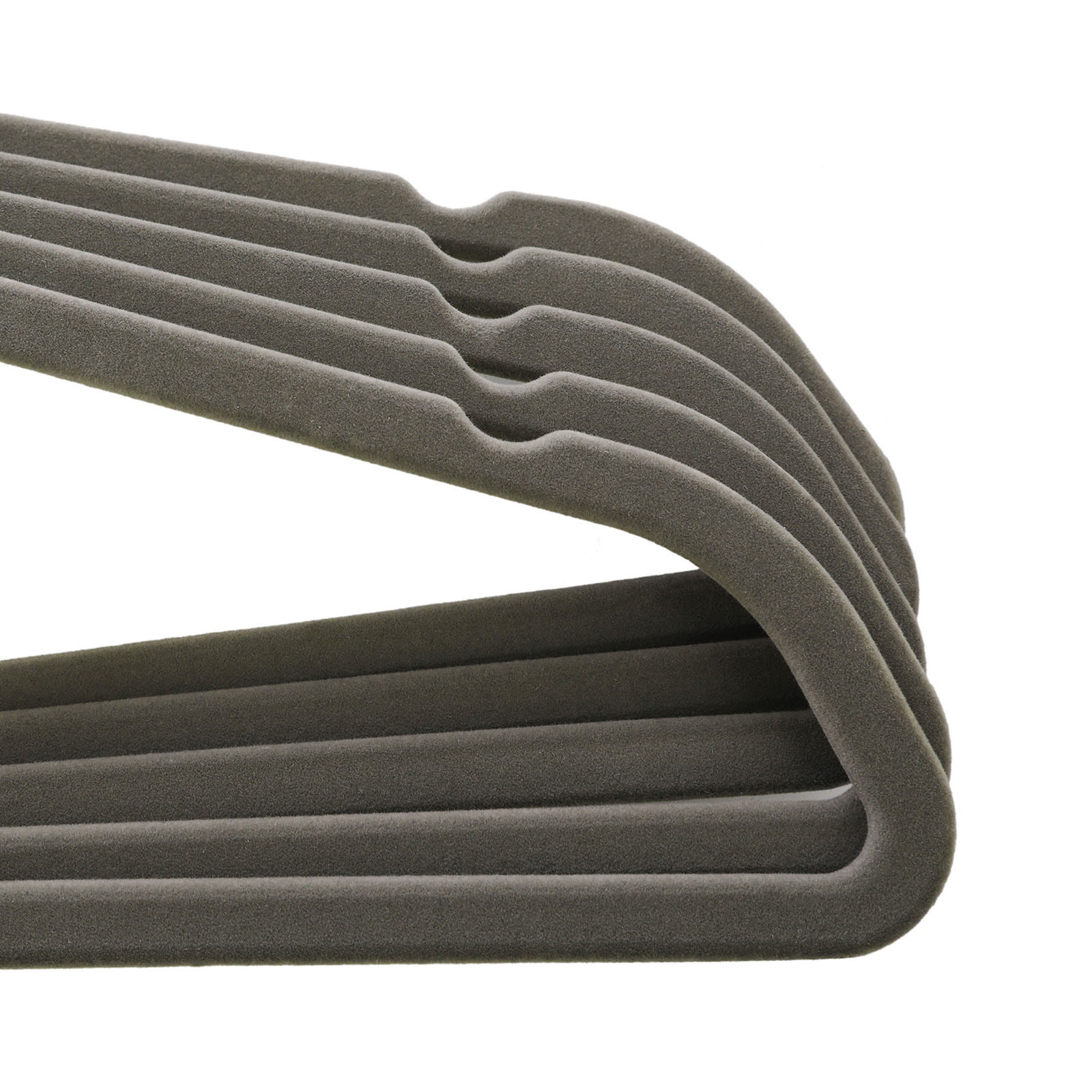 Tynne kleshengere 20-pakning – sklisikker fløyelsoverflate, grå