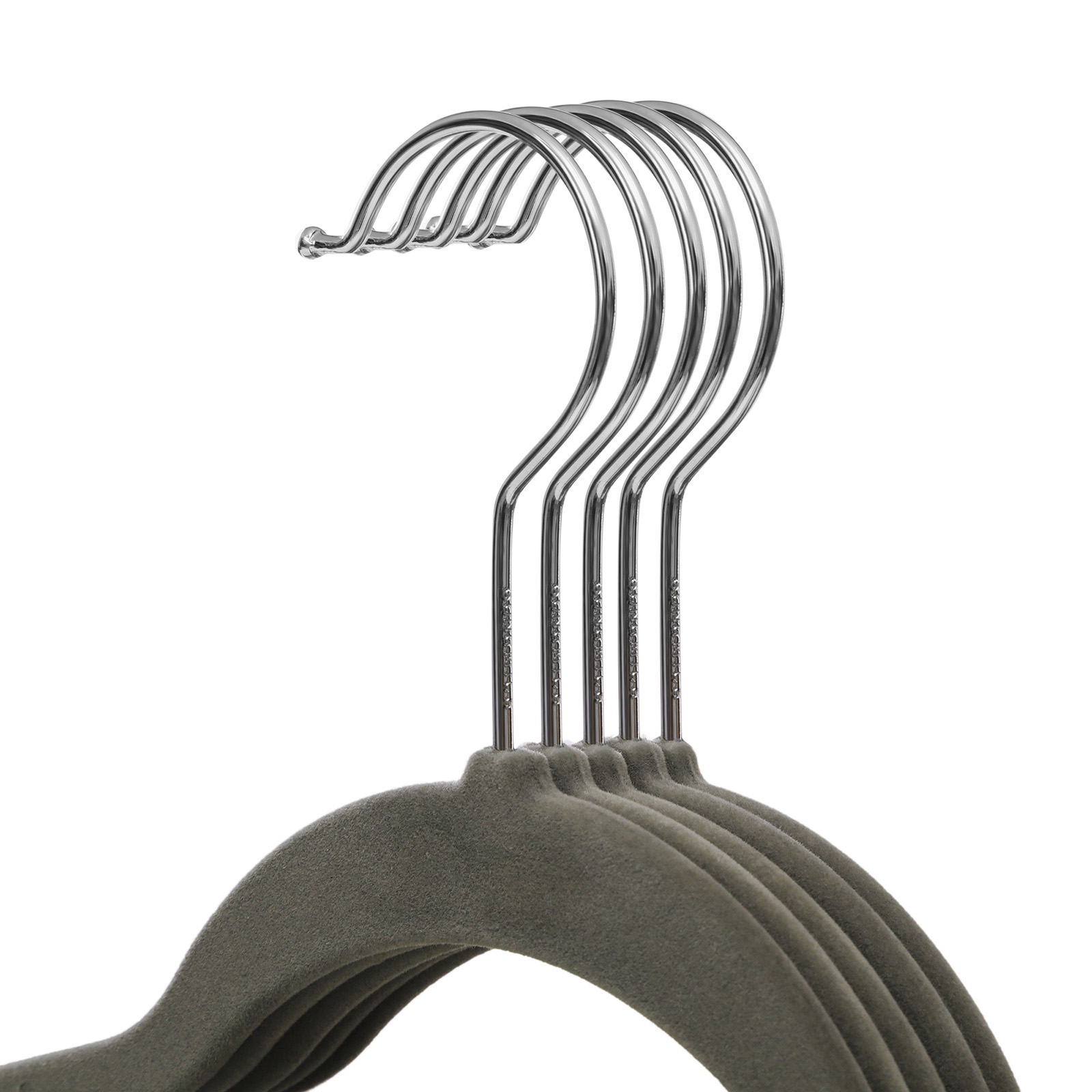 Tynne kleshengere 20-pakning – sklisikker fløyelsoverflate, grå