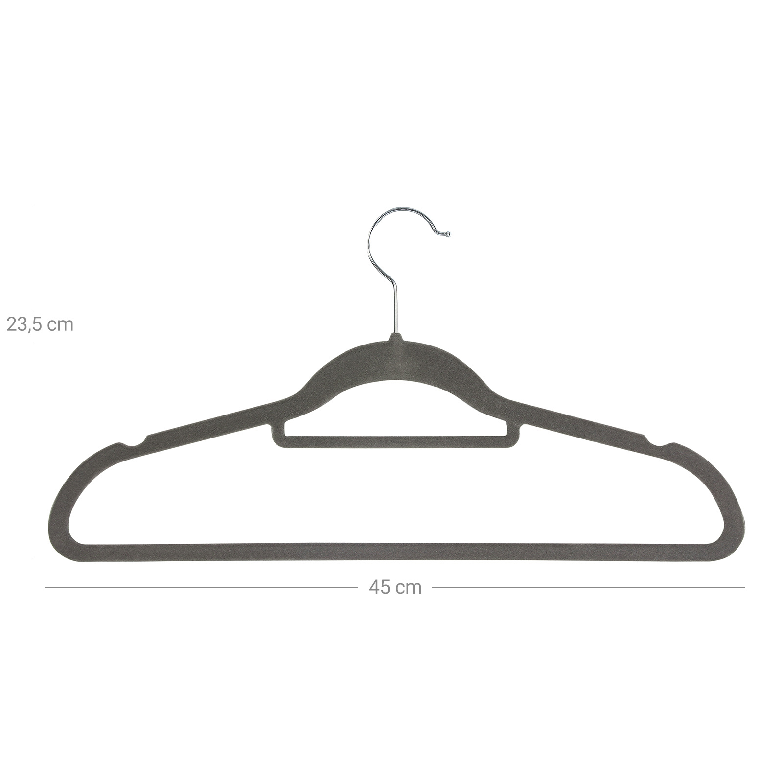 Tynne kleshengere 20-pakning – sklisikker fløyelsoverflate, grå