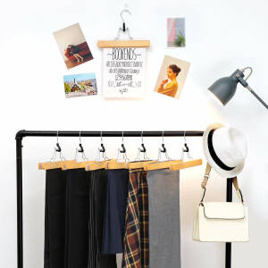 12-pakning skjørtshengere med klyper – natur, 25 cm