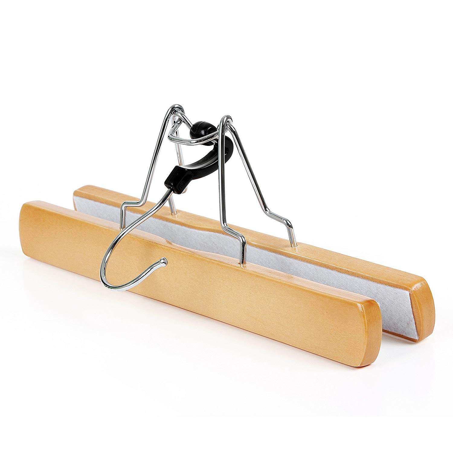 12-pakning skjørtshengere med klyper – natur, 25 cm