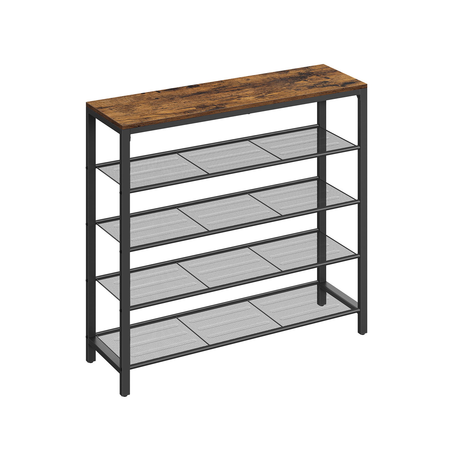 Avlastningsbord til gangen med 4 netthyller – skohylle, 100 × 30 × 92,5 cm