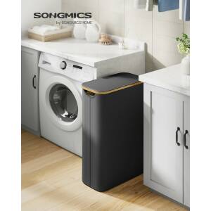 Svart skittentøyskurv 65 L med lokk og innerpose – 42 × 22,5 × 70,5 cm