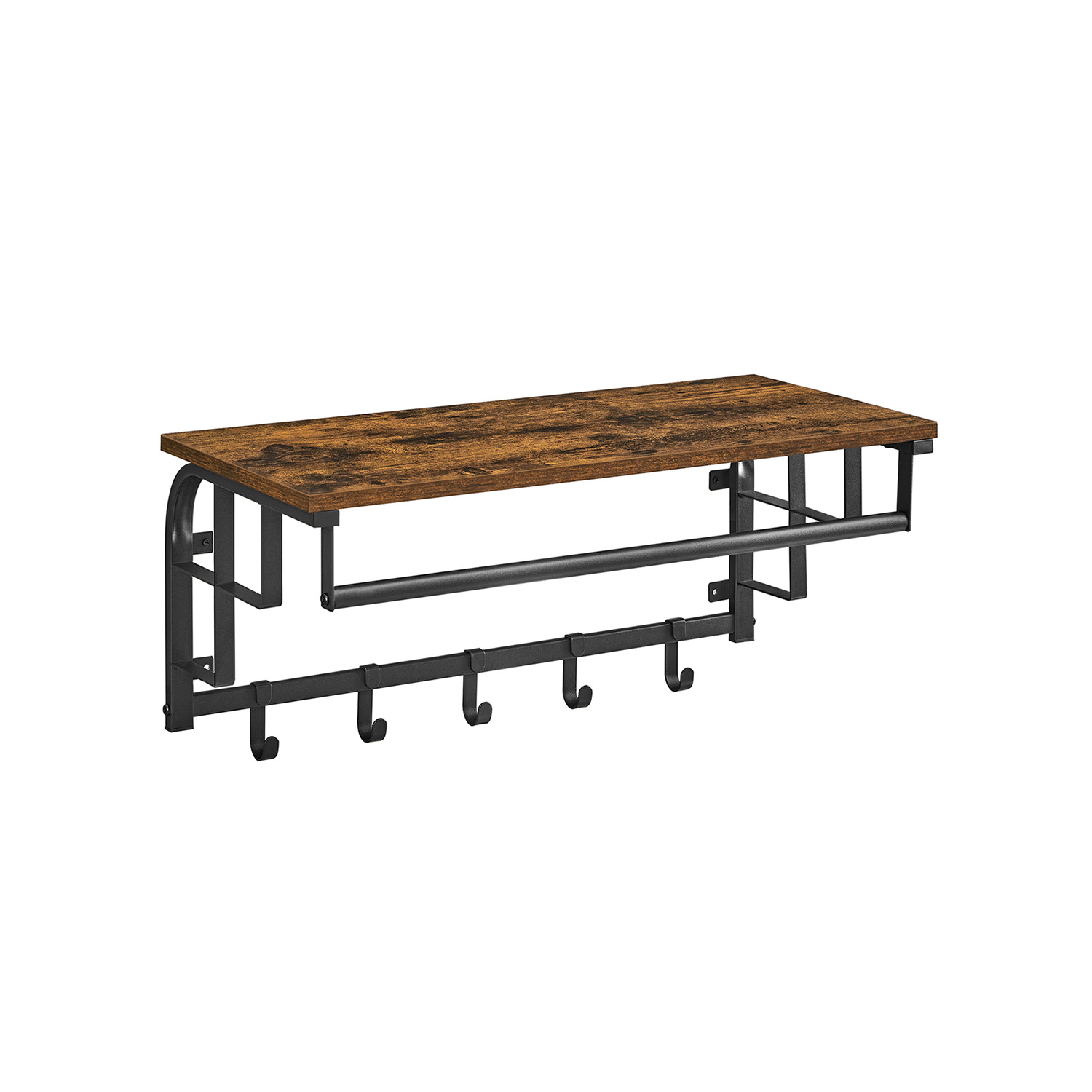 Vegghylle med klesstang 66 × 30 cm – oppbevaringshylle